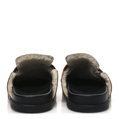 Hermes Suede Goatskin Shearling Go Mules 37.5 Beige Kraft Ecru 6 of 11