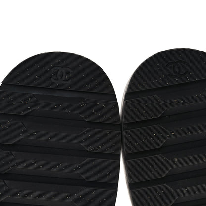 Chanel Calfskin Shiny Calfskin Quilted Lace Up Combat Boots 39 Black 9 of 10