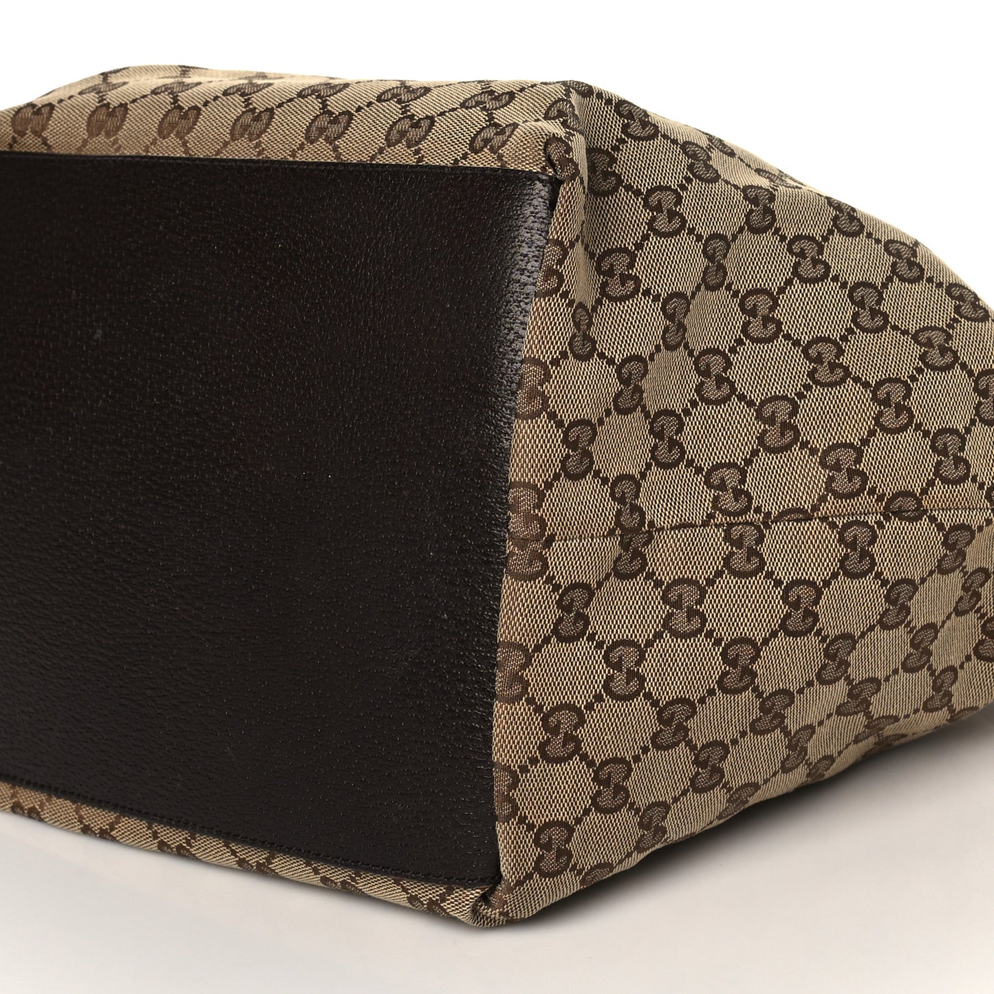 GG Monogram Medium Web Handle Bucket Tote Dark Brown