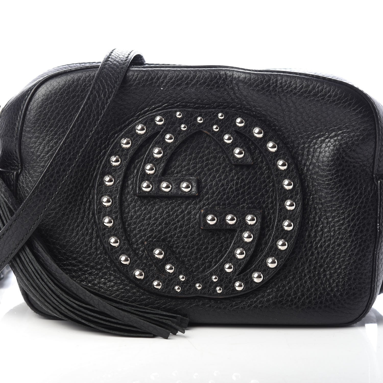 Gucci Pebbled Calfskin Studded Small Soho Disco Bag Black 8 of 10