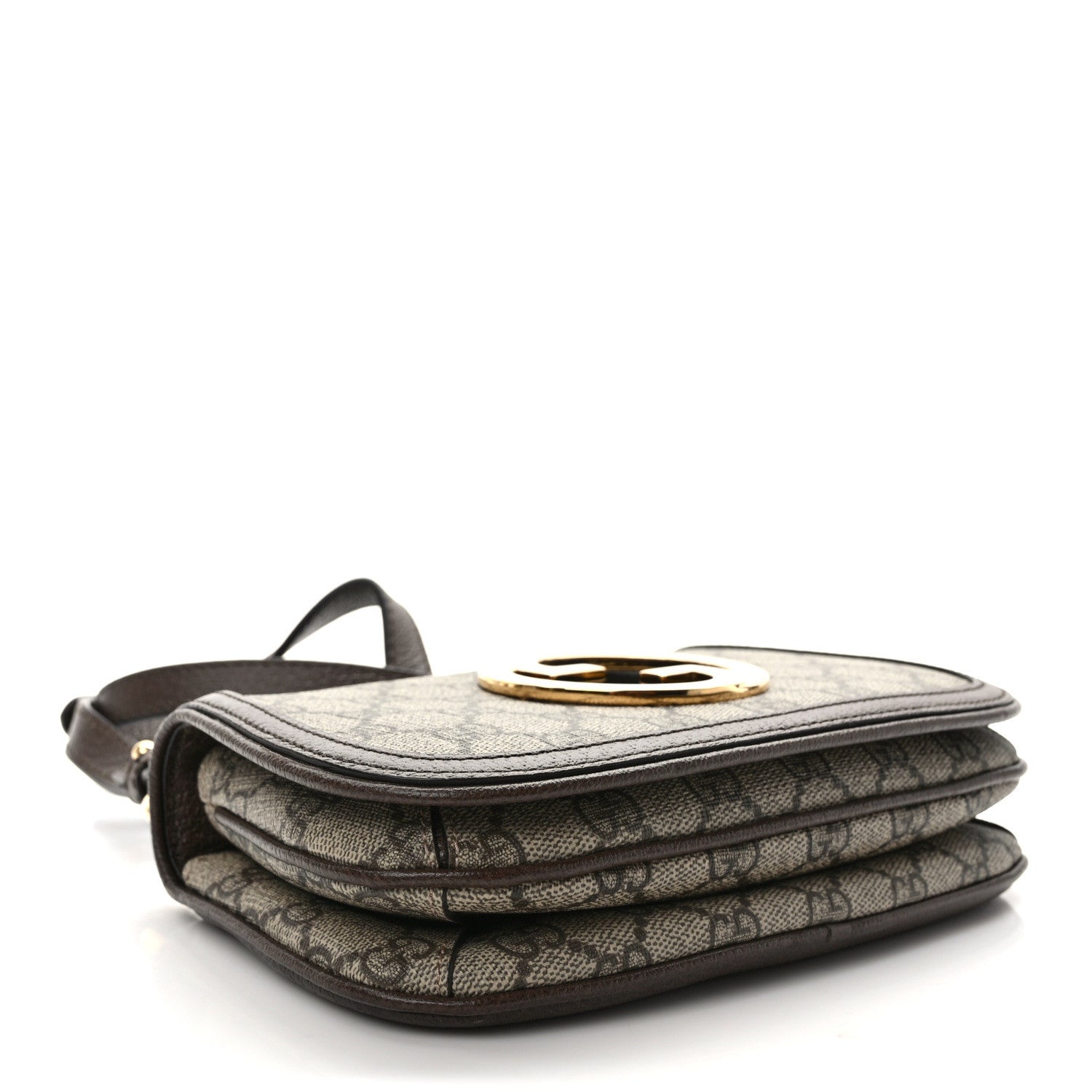 Gucci GG Supreme Monogram Textured Dollar Calfskin Mini Blondie Chain Shoulder Flap Bag Beige Ebony New Acero 4 of 8