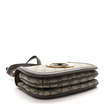 Gucci GG Supreme Monogram Textured Dollar Calfskin Mini Blondie Chain Shoulder Flap Bag Beige Ebony New Acero 4 of 8