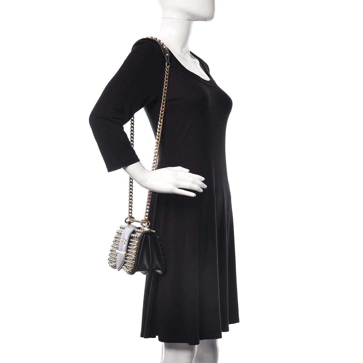 Prada City Calf Studded Sidonie Shoulder Bag Black 2 of 10