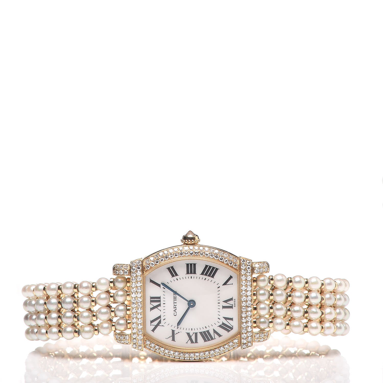 Cartier 18K Yellow Gold Diamond Pearl 26mm Tortue Chinoise Quartz Watch 3 of 7