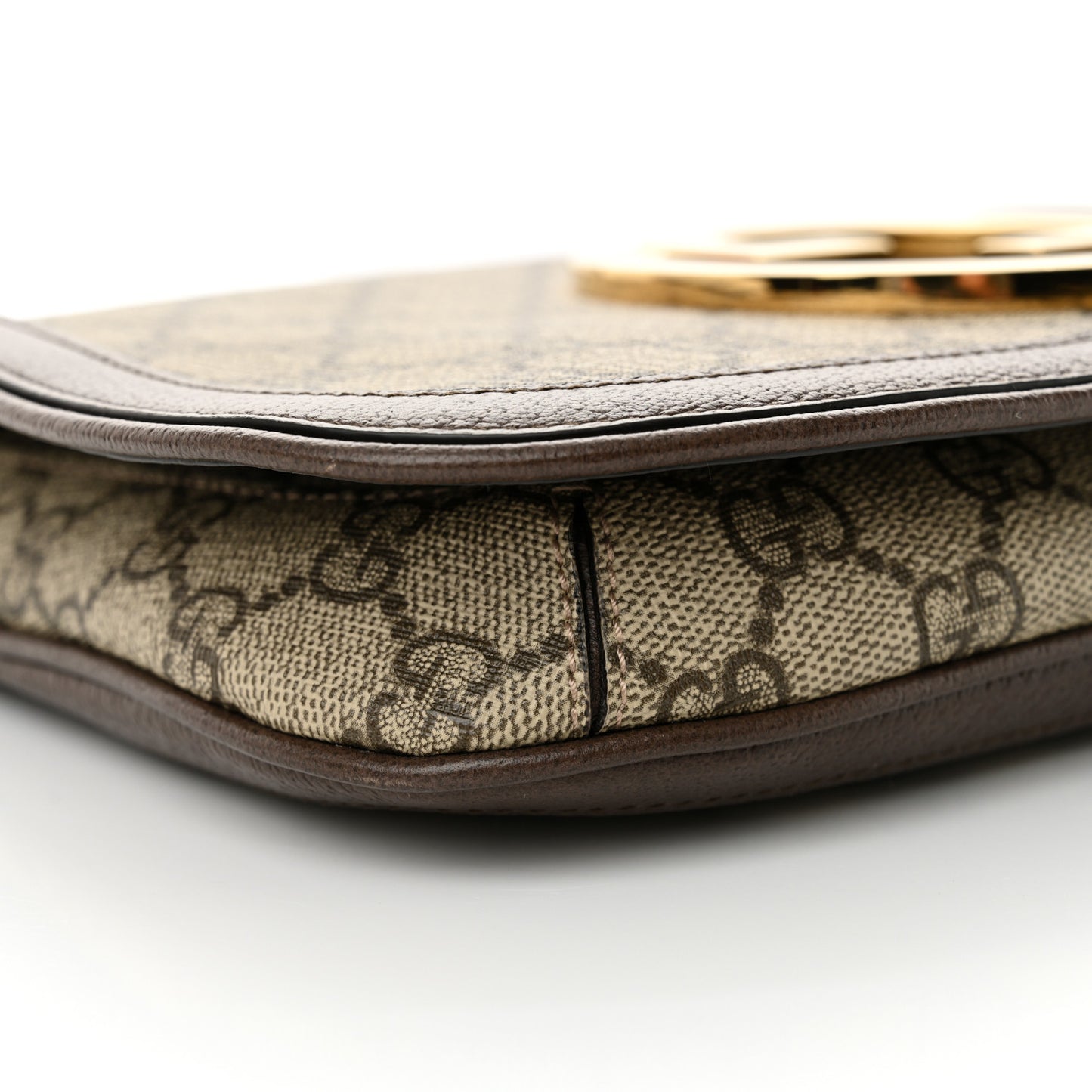 GG Supreme Monogram Textured Dollar Calfskin Blondie Chain Shoulder Flap Bag Beige Ebony New Acero