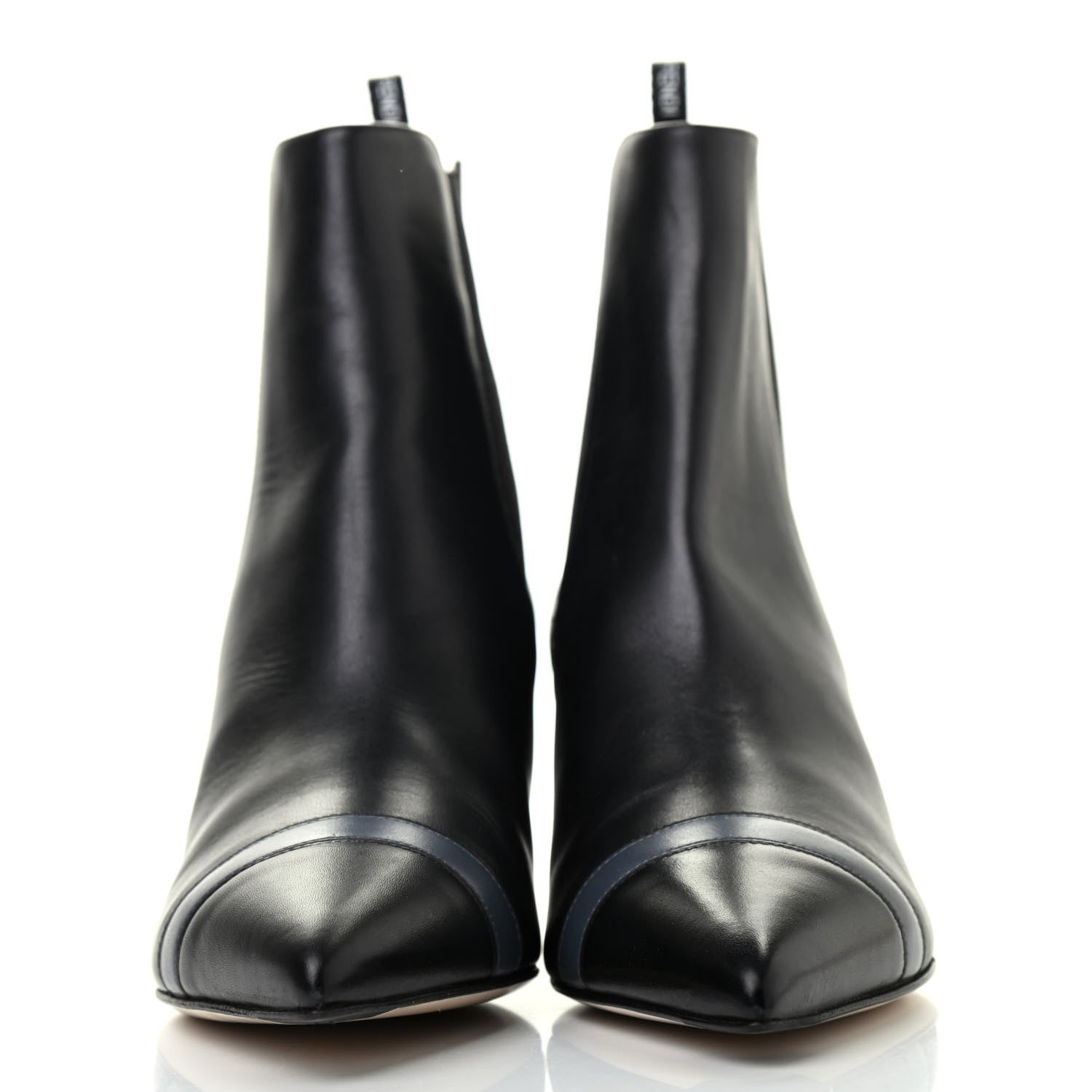 Fendi Vitello Colibri 55mm Ankle Booties 38 Black Antracite 2 of 5