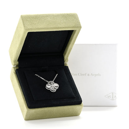 Van Cleef & Arpels 18K White Gold Diamond Guilloche Vintage Alhambra Pendant Necklace 7 of 7