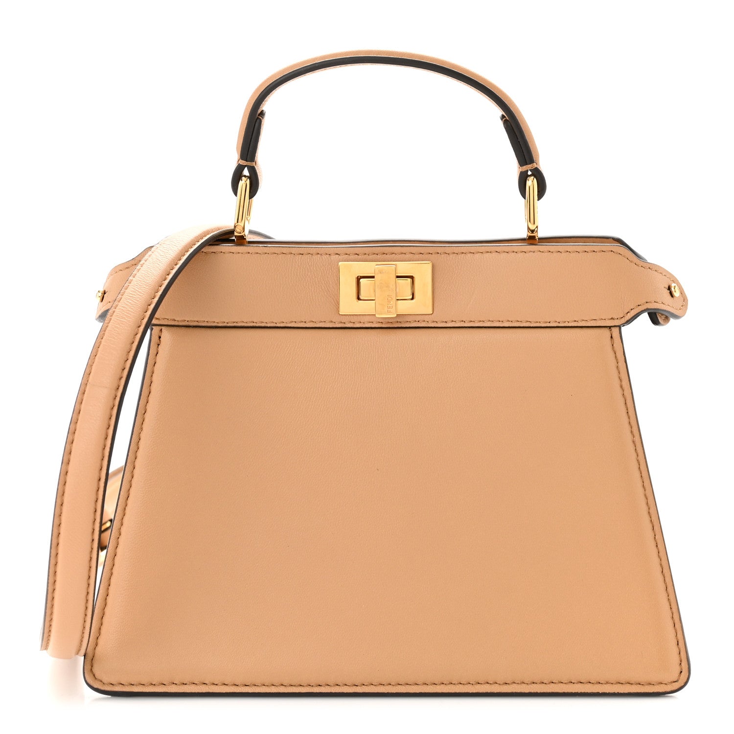 Fendi Shiny Nappa Petite Peekaboo I SEE U Satchel Miele Scuro 1 of 10