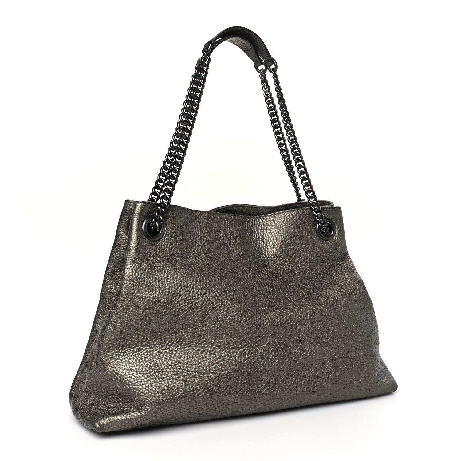 Gucci Metallic Pebbled Calfskin Medium Soho Chain Shoulder Bag Sasso 3 of 9