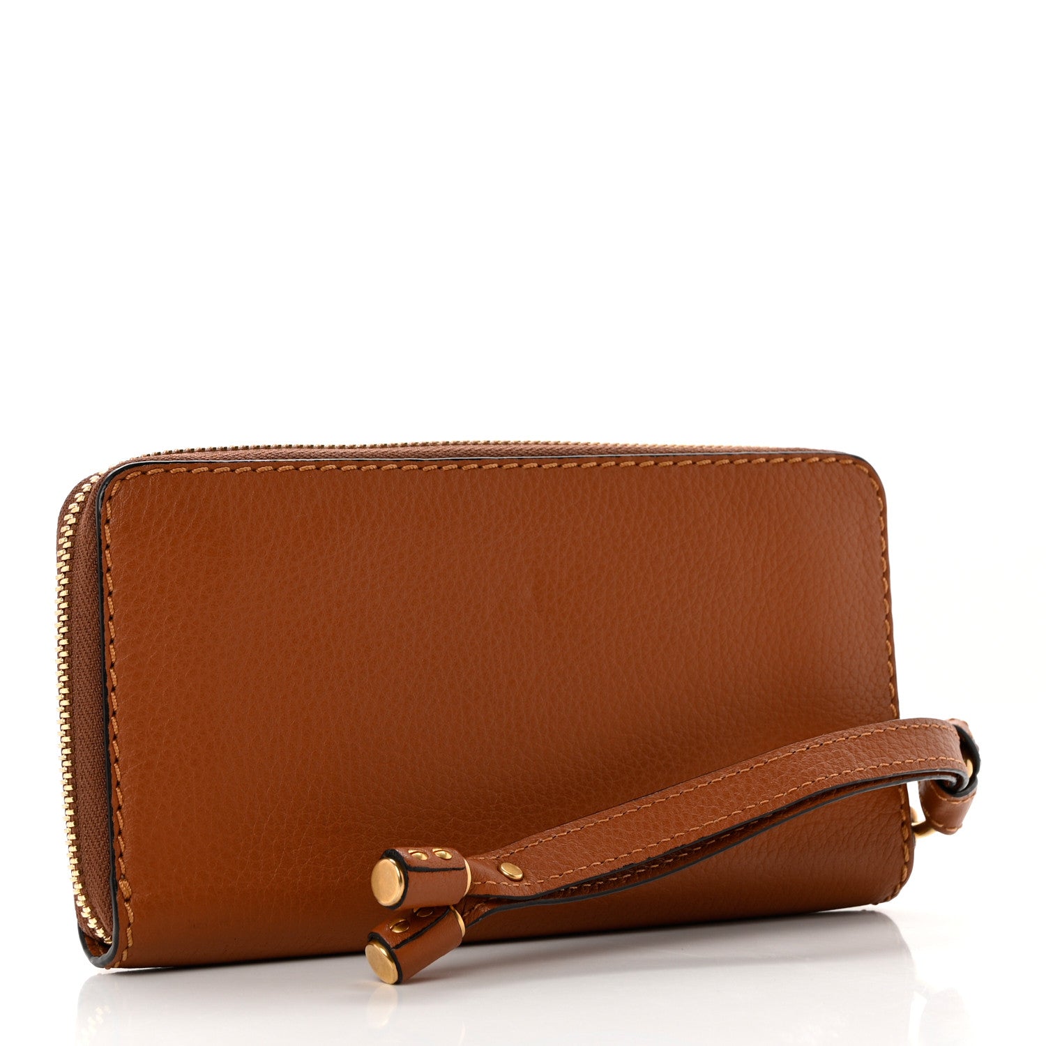 Chloe Grained Calfskin Marcie Long Zip Around Wallet Tan 3 of 7
