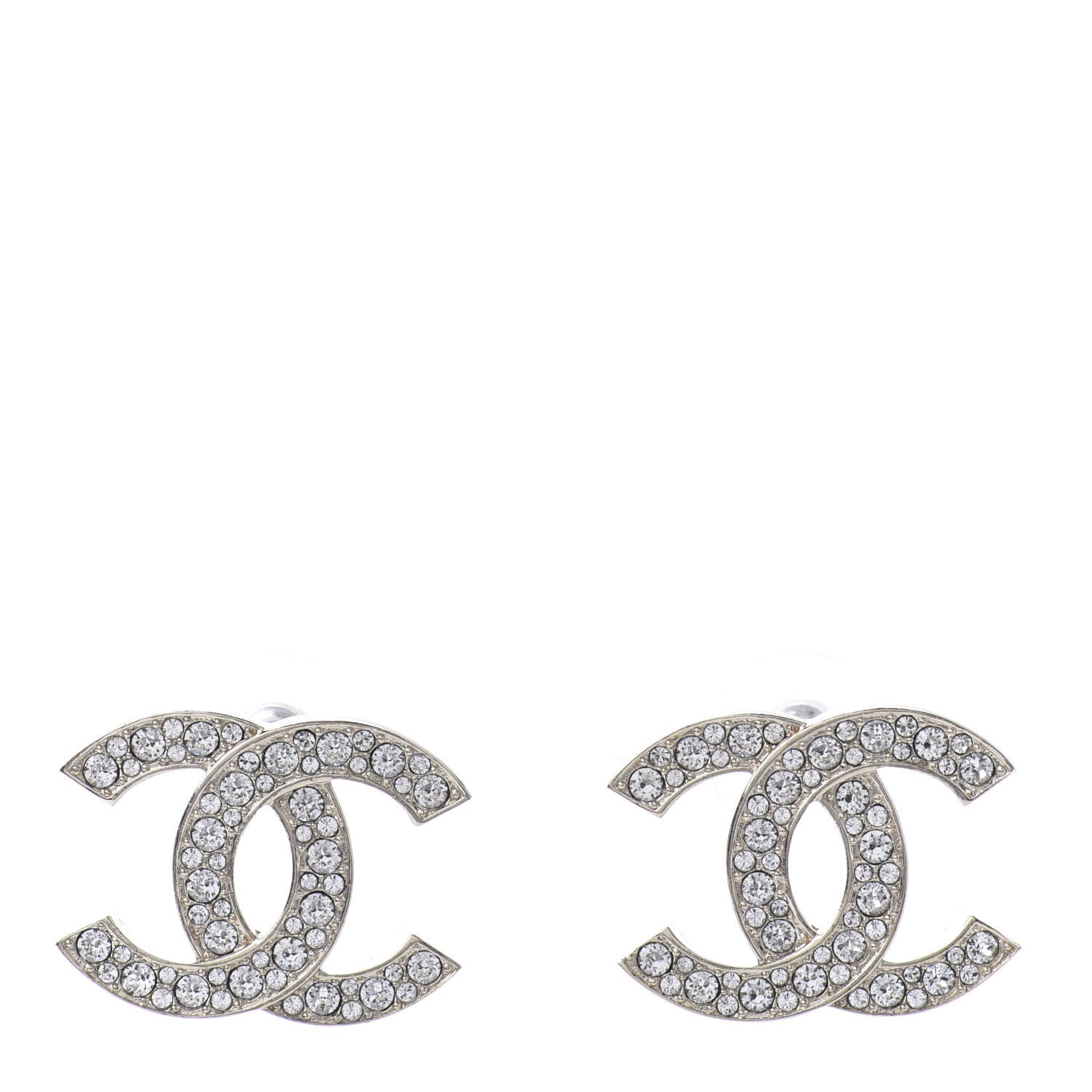Chanel Crystal CC Stud Earrings Gold 1 of 5