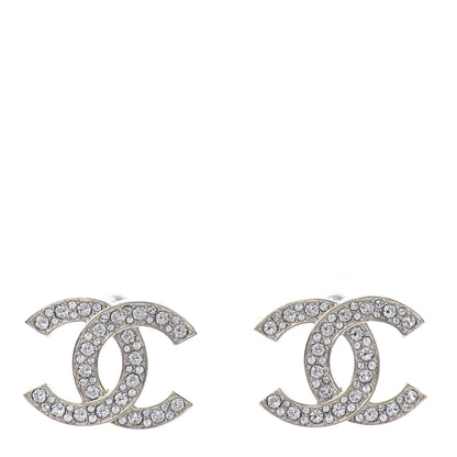 Chanel Crystal CC Stud Earrings Gold 1 of 5