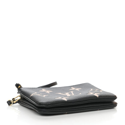 Louis Vuitton Empreinte Monogram Giant Double Zip Pochette Black Cream 4 of 9