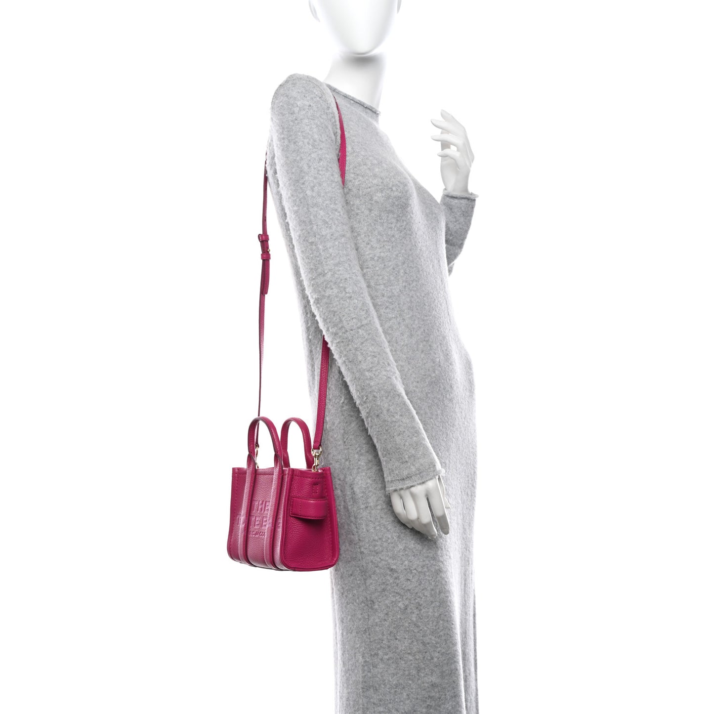 Grained Calfskin Mini The Tote Bag Lipstick Pink