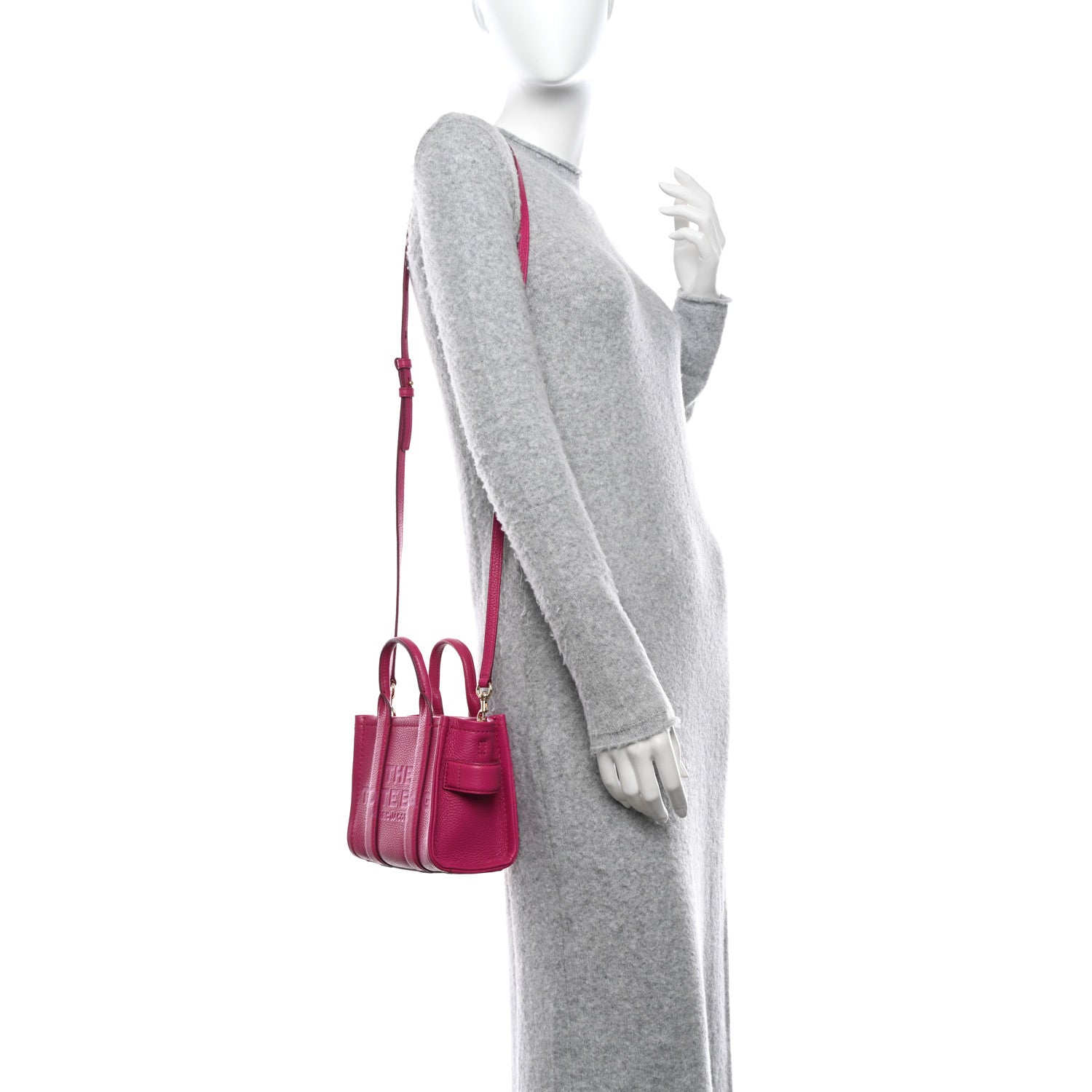 Marc Jacobs Grained Calfskin Mini The Tote Bag Lipstick Pink 2 of 10
