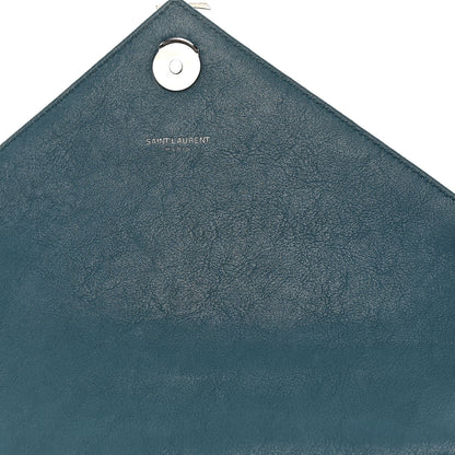 Saint Laurent Sheepskin Matelasse Chevron Monogram Medium College Bag Petrol Green 14 of 14