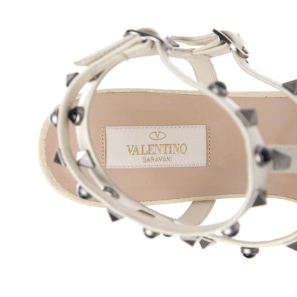 Valentino Garavani Calfskin Onyx Rockstud Rolling Gladiator Flat Sandals 39.5 Light Ivory 6 of 9