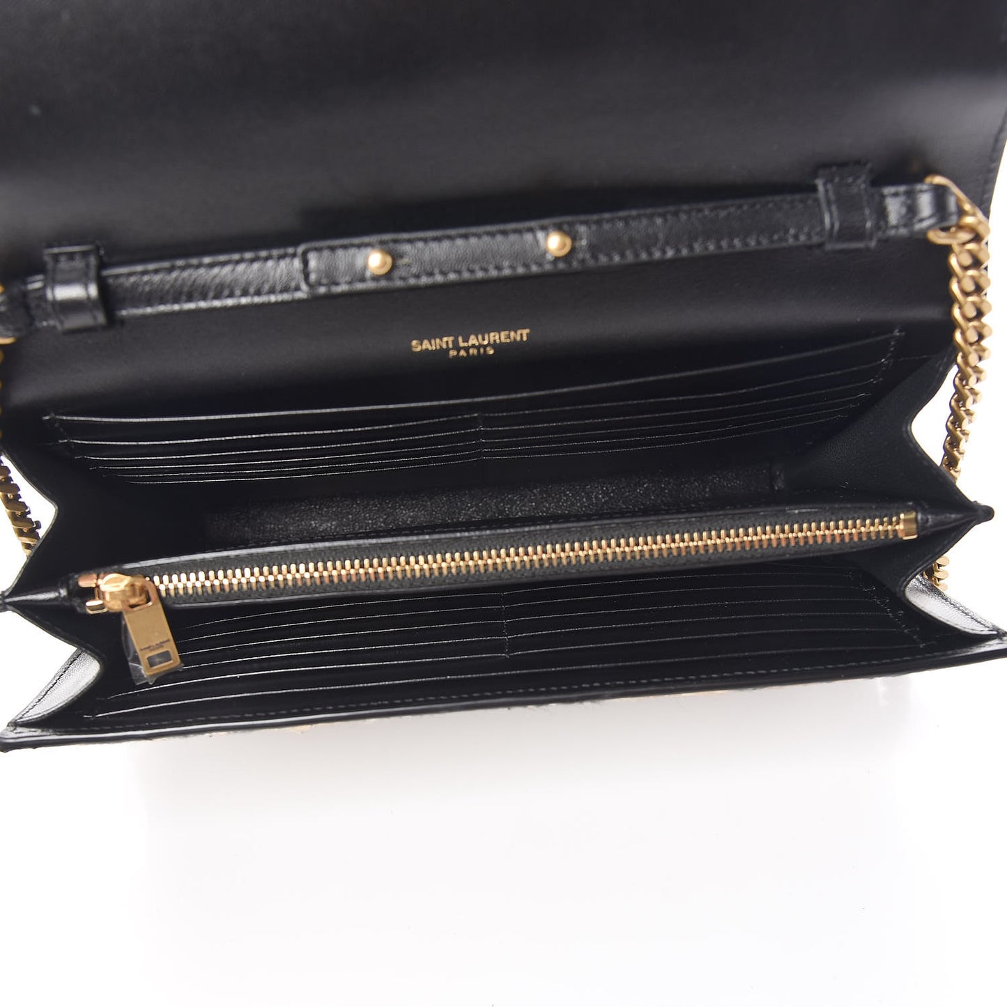 Calf Hair Monogram Chain Wallet Leopard