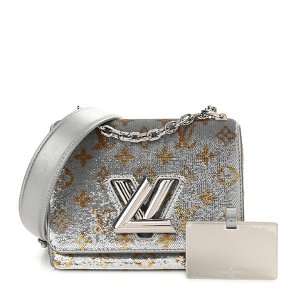 Louis Vuitton Sequins Monogram Twist Shoulder Bag PM Gold Silver 1 of 8
