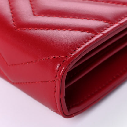 Gucci Calfskin Matelasse GG Marmont Chain Wallet Hibiscus Red 9 of 9