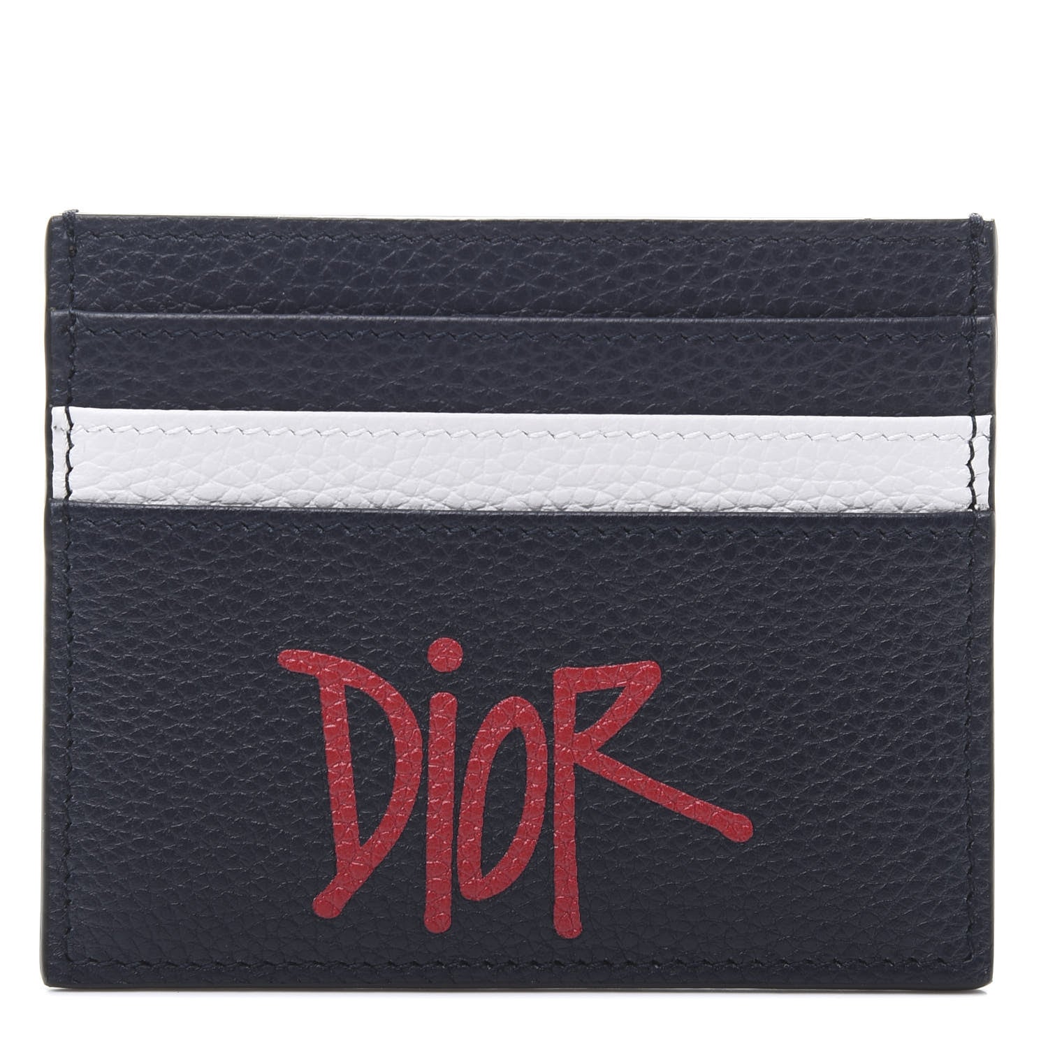 Christian Dior X SHAWN STUSSY Grained Calfskin Ox Head Card Holder Navy Blue 1 of 10