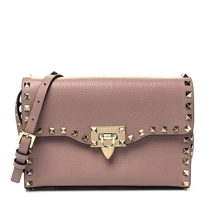 Valentino Garavani Pebbled Calfskin Medium Rockstud Flip Lock Crossbody Bag Lipstick 1 of 7