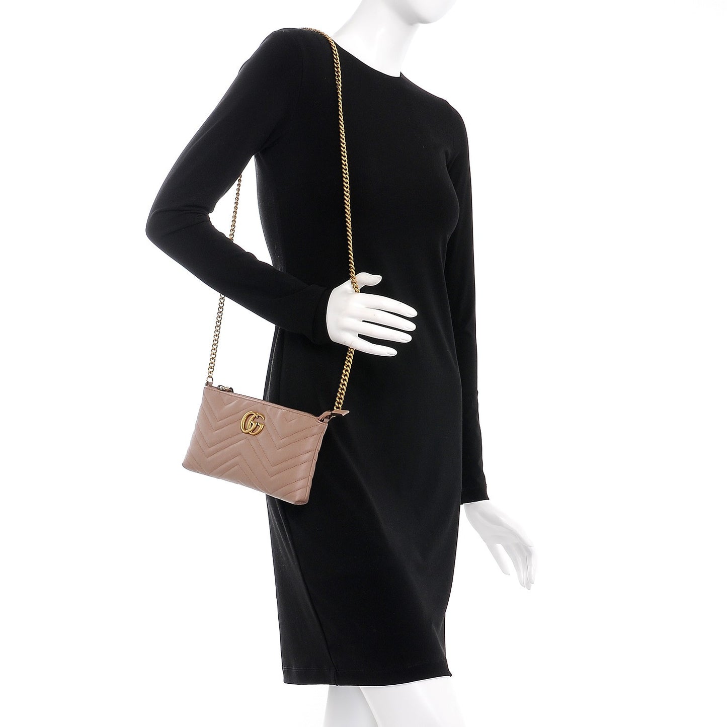 Calfskin Matelasse Mini GG Marmont Chain Bag Porcelain Rose