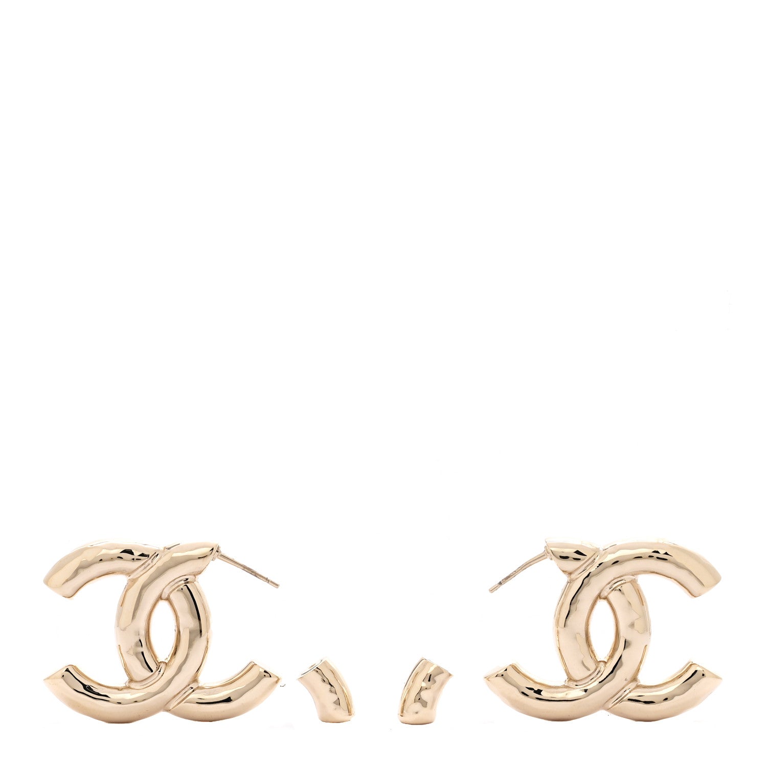 Chanel Metal Large CC Earrings Light Gold 3 of 5