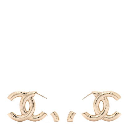 Chanel Metal Large CC Earrings Light Gold 3 of 5