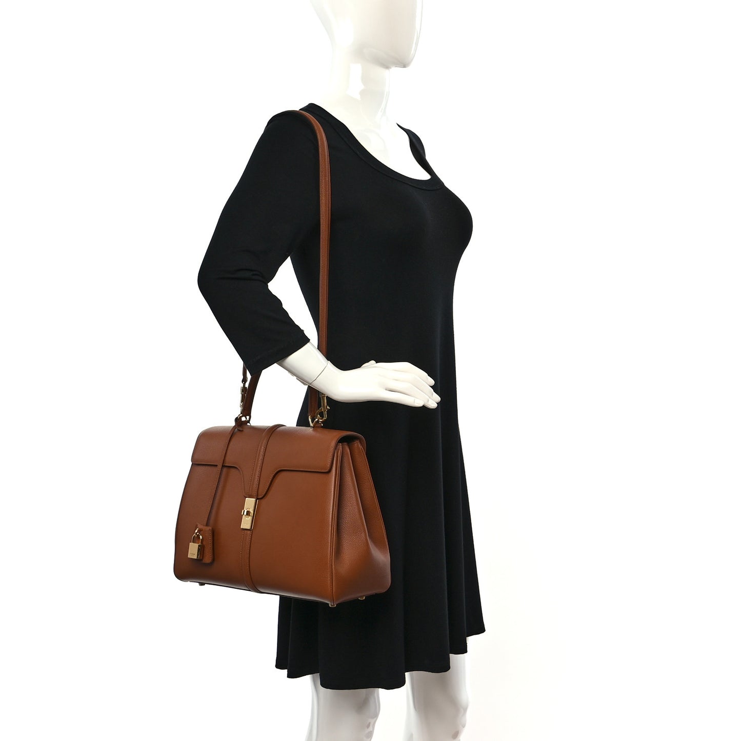 Grained Calfskin Classique 16 Top Handle Bag Tan