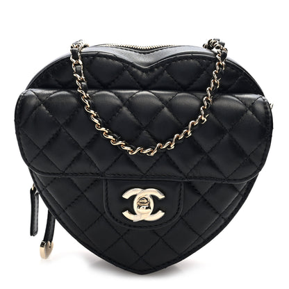 Chanel Lambskin Quilted CC In Love Heart Bag Black 1 of 10