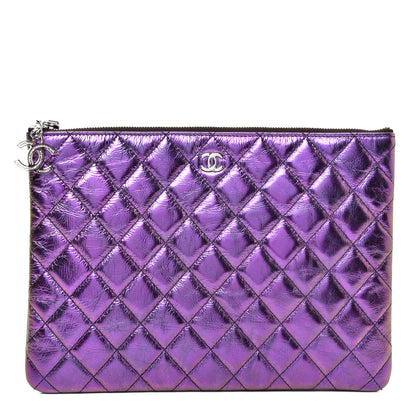 Chanel Iridescent Crumpled Calfskin CC Ripples Medium Cosmetic Case Purple 1 of 9