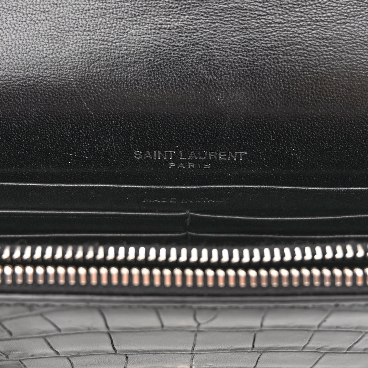 Saint Laurent Calfskin Crocodile Embossed Medium Classic Monogram Kate Tassel Satchel Black 6 of 11