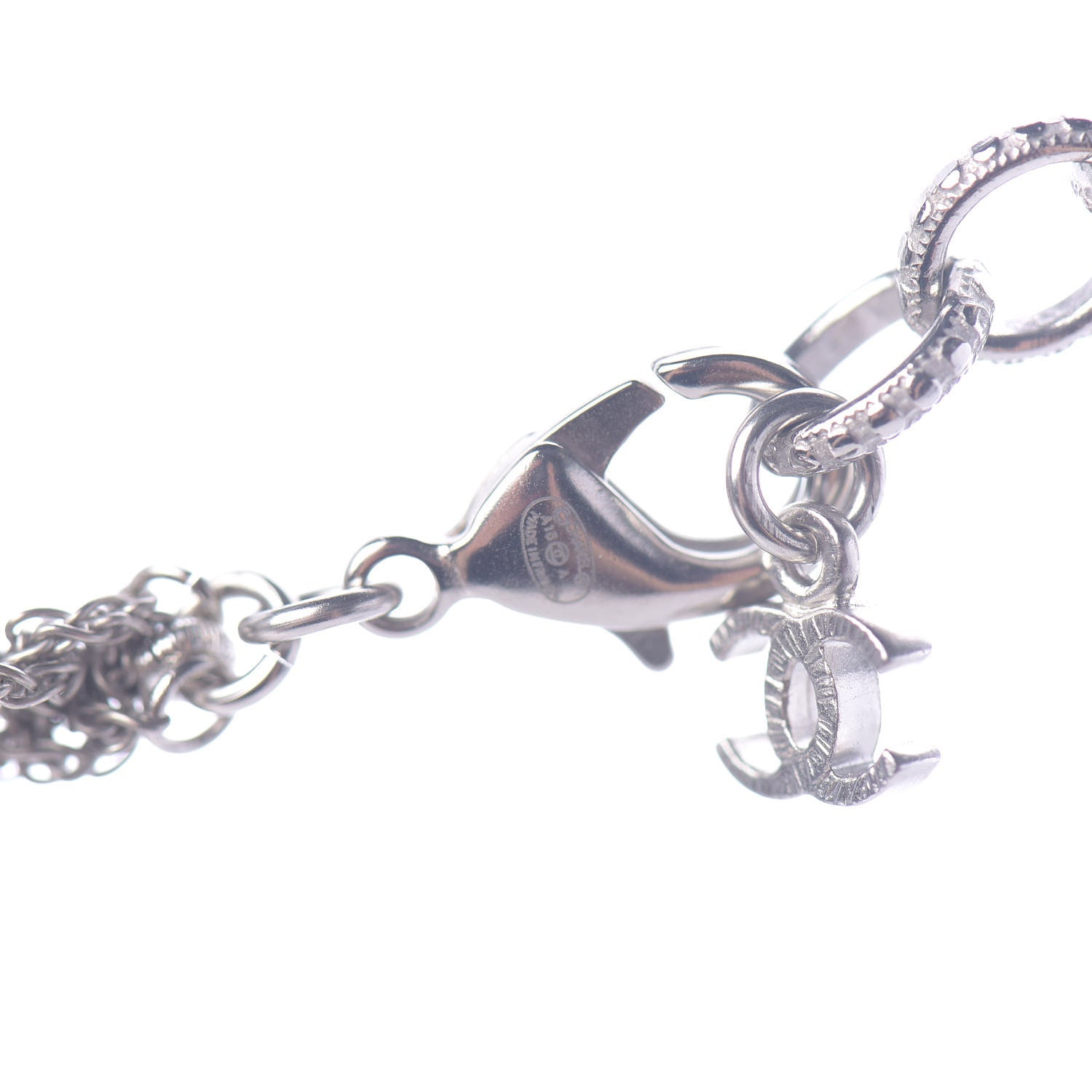 Chanel Pearl Bead CC Long Necklace Silver Grey 5 of 7