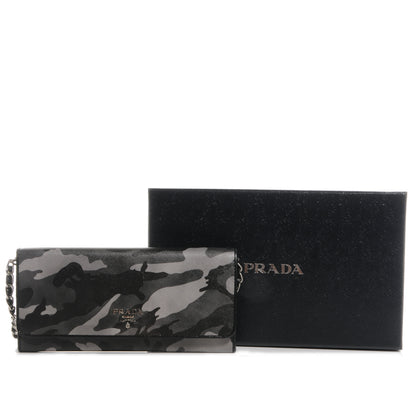 Prada Saffiano Camouflage Print Continental Chain Wallet Marmo Dis Camouflage 5 of 9