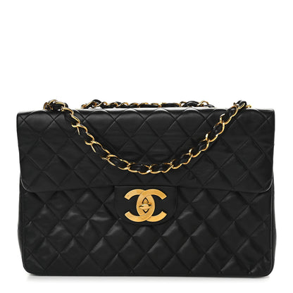 Chanel Lambskin Quilted XL Jumbo Single Flap Black 1 of 10