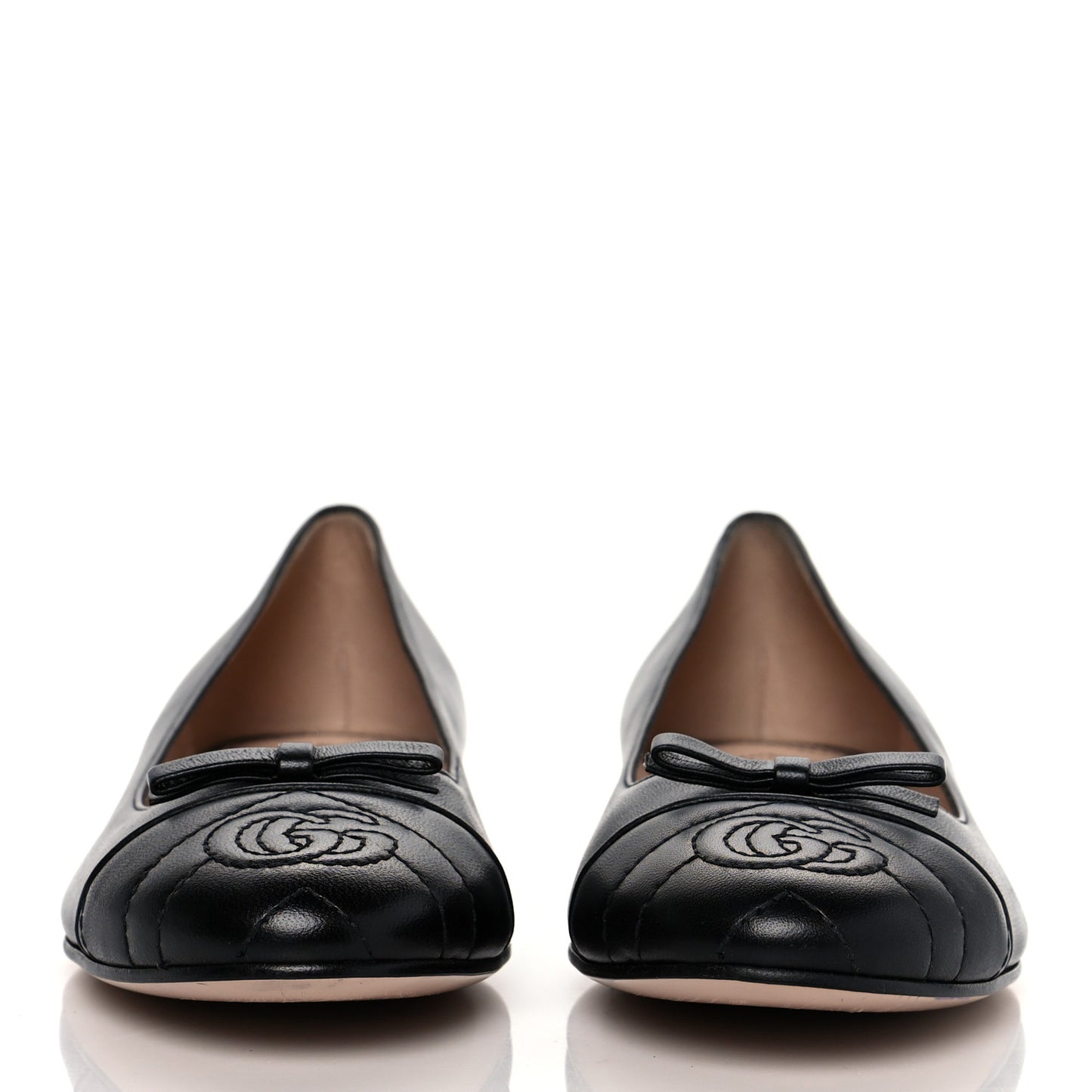 Nappa Matelasse Chevron Double G Ballet Flats 39.5 Black
