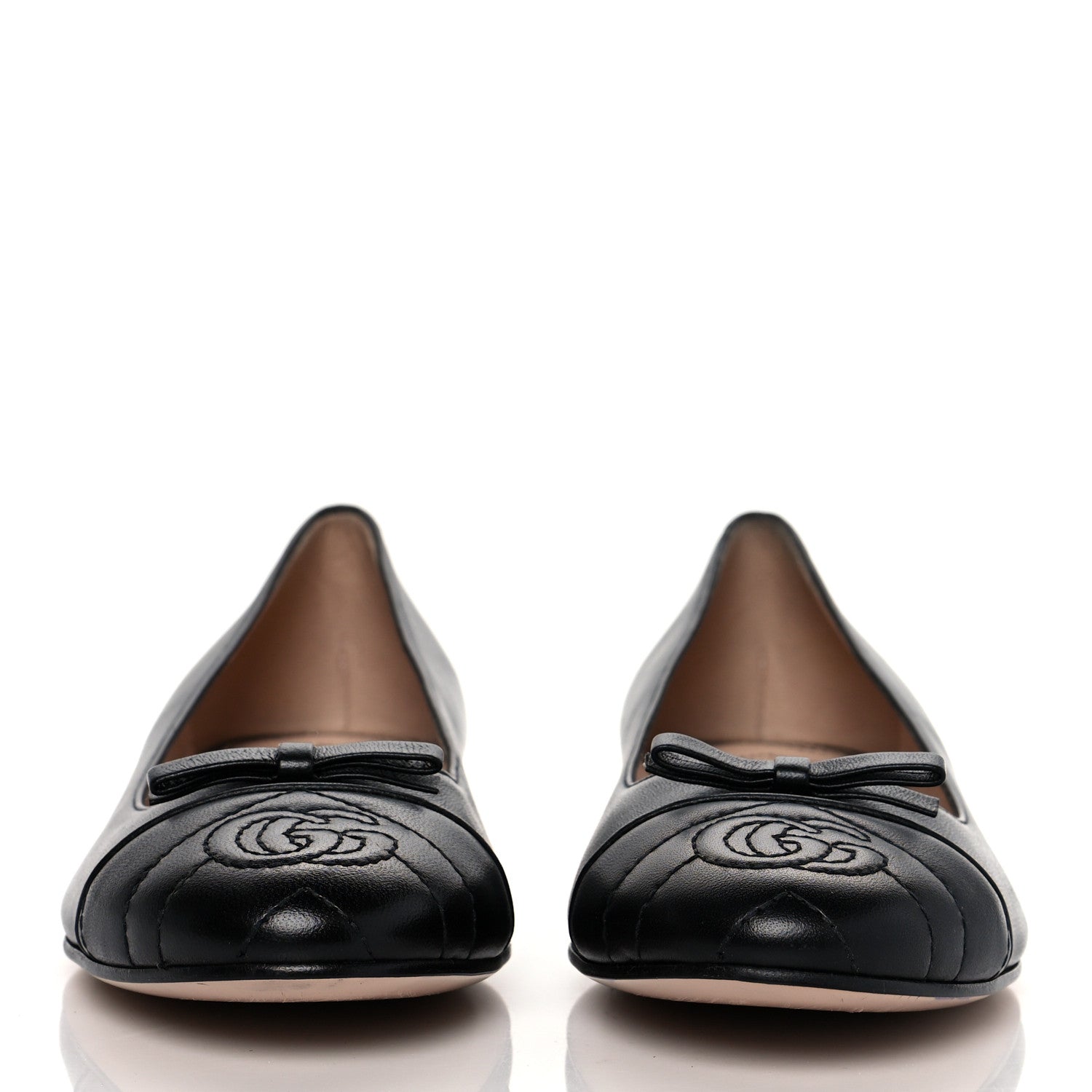 Gucci Nappa Matelasse Chevron Double G Ballet Flats 39.5 Black 2 of 8
