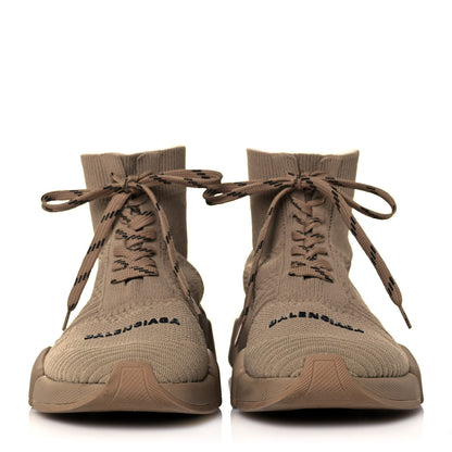 Balenciaga Technical 3D Recycled Knit Womens Speed 2.0 Lace Up Sneakers 38 Monocolor Beige 2 of 8