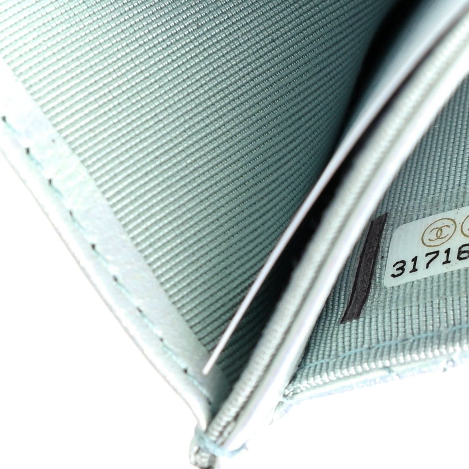 Chanel Iridescent Calfskin Quilted Flap Card Holder Light Blue 8 of 12