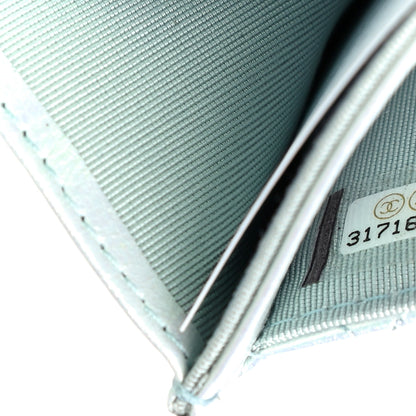 Chanel Iridescent Calfskin Quilted Flap Card Holder Light Blue 8 of 12
