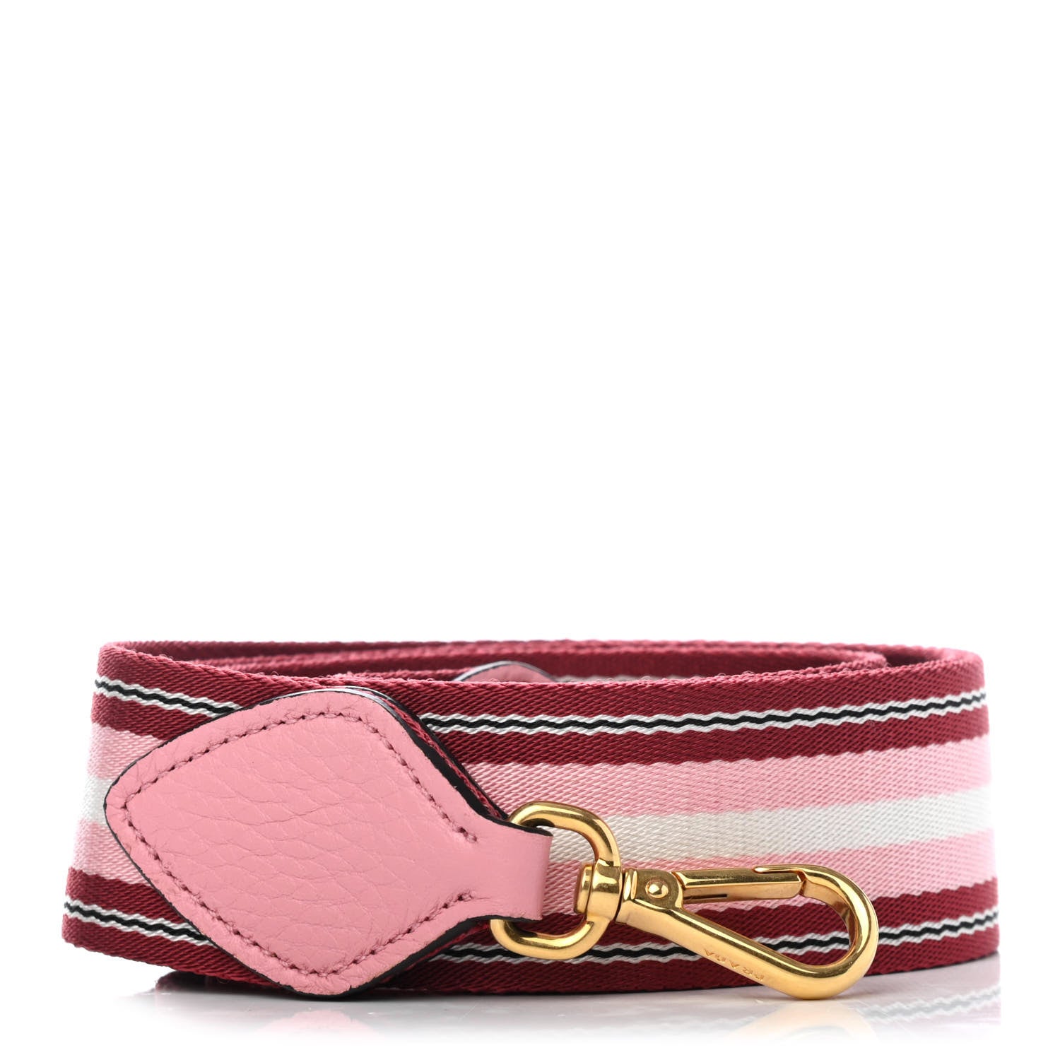 Prada Vitello Daino Striped Fabric Shoulder Strap Petalo 1 of 4