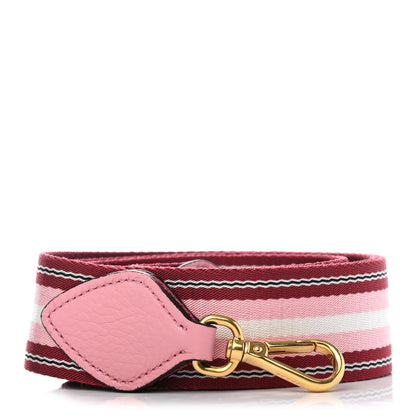 Prada Vitello Daino Striped Fabric Shoulder Strap Petalo 1 of 4
