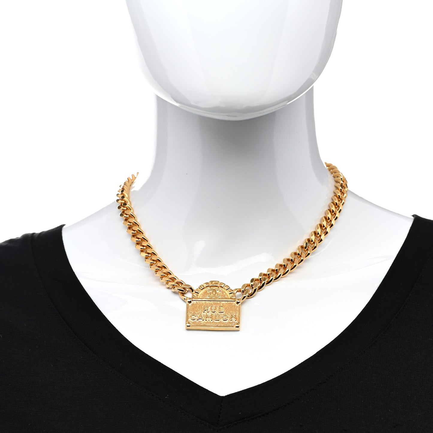 Metal Chain Link CC Rue Cambon Choker Necklace Gold