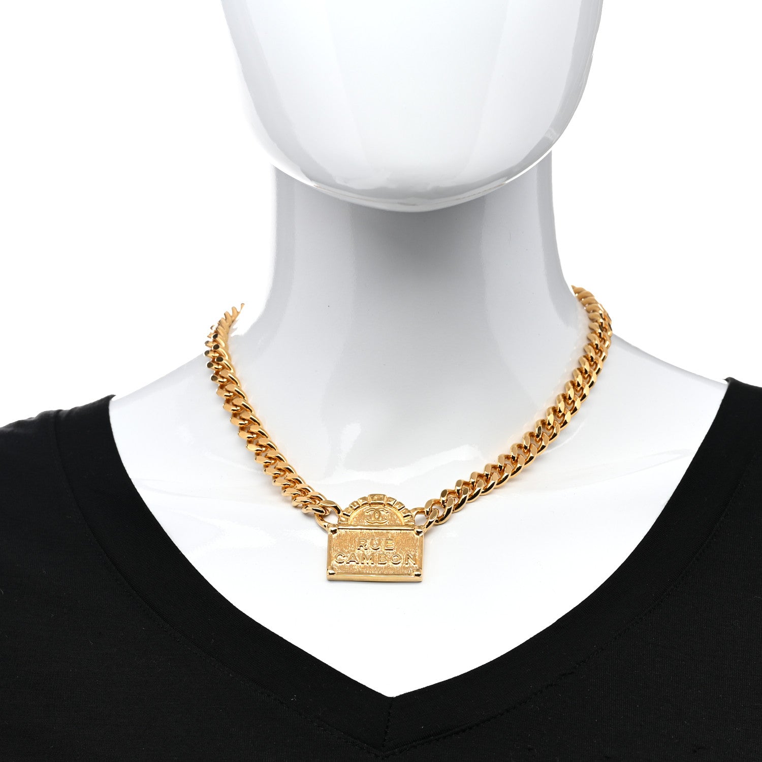 Chanel Metal Chain Link CC Rue Cambon Choker Necklace Gold 2 of 5