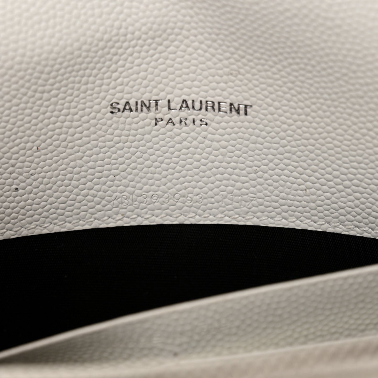 Grain De Poudre Matelasse Chevron Monogram Envelope Chain Wallet Optical White