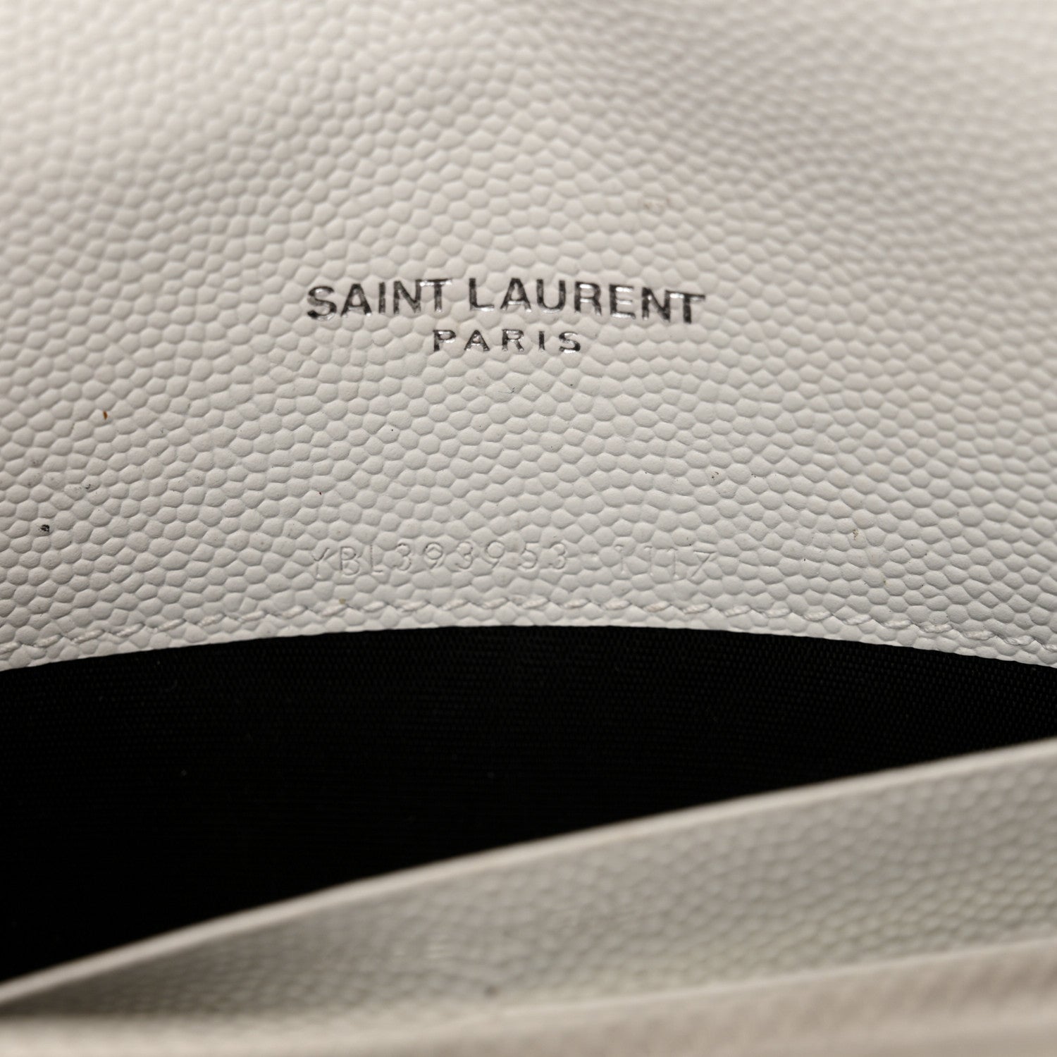 Saint Laurent Grain De Poudre Matelasse Chevron Monogram Envelope Chain Wallet Optical White 7 of 20