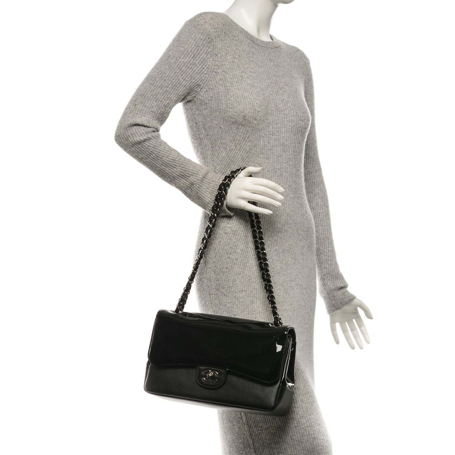 Chanel Patent Calfskin Jumbo Classic Pure Double Flap Black 2 of 7