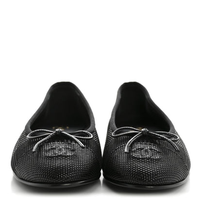 Chanel Suede Kidskin Cap Toe CC Ballerina Flats 39 Black 3 of 10