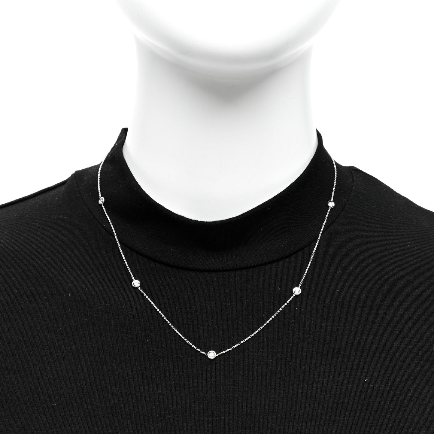 18K White Gold Diamond .23ctw Diamonds by the Inch Five Station Necklace